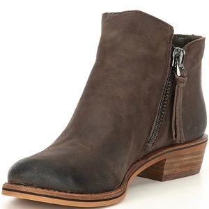 Gianni Bini A-Lister Double Zip Closure Leather Block Heel Booties